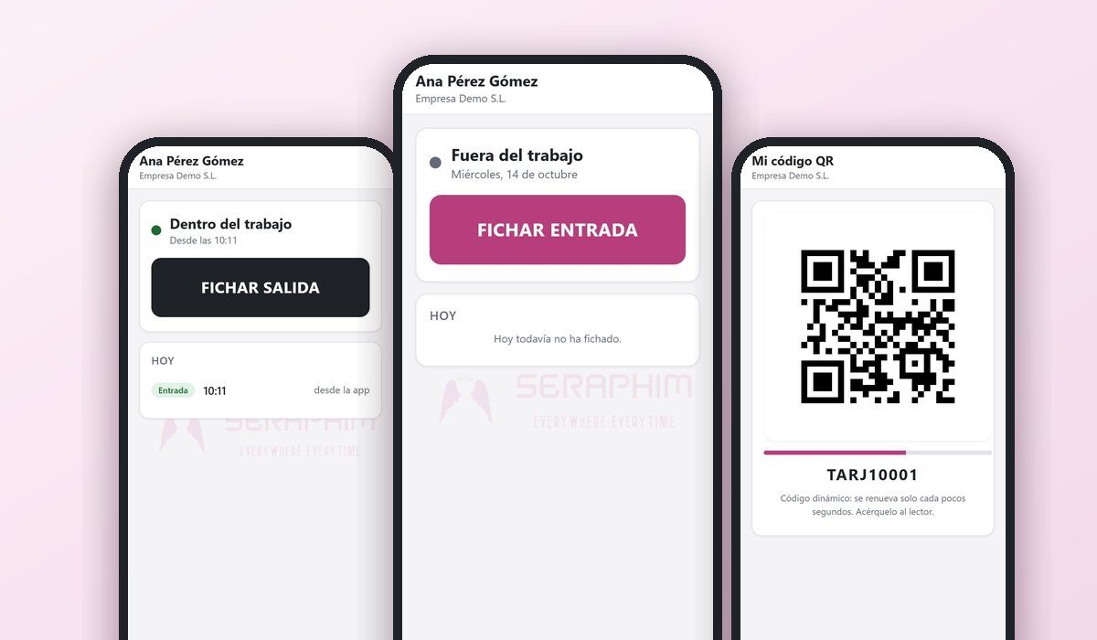 Mobile SERAPHIM-App auf drei Telefonen