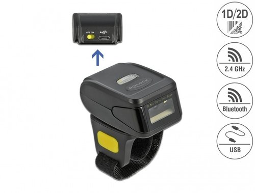 Escaner Cod. Barras de Anillo 1D y 2D con 2,4 GHz o Bluetooth Delock