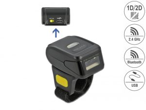 Escaner Cod. Barras de Anillo 1D y 2D con 2,4 GHz o Bluetooth Delock