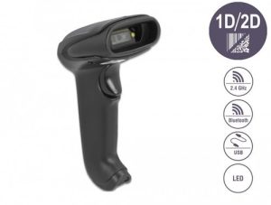Pistola 1D+ 2D Bluetooth o USB 2,4 GHz sin soporte Delock