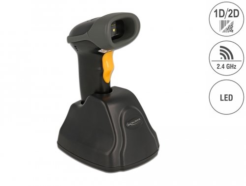Pistola 1D y 2D Inalambrico USB 2,5 GHz con estacion de carga Delock