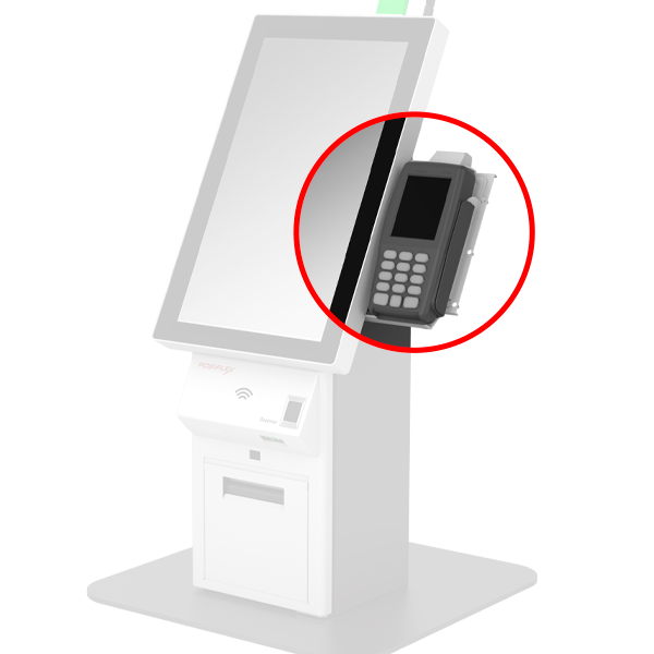 Soporte metálico lateral para Terminales Datáfono Ingenico IPP330 & IPP350 para kioskos Posiflex EK Mercury series.