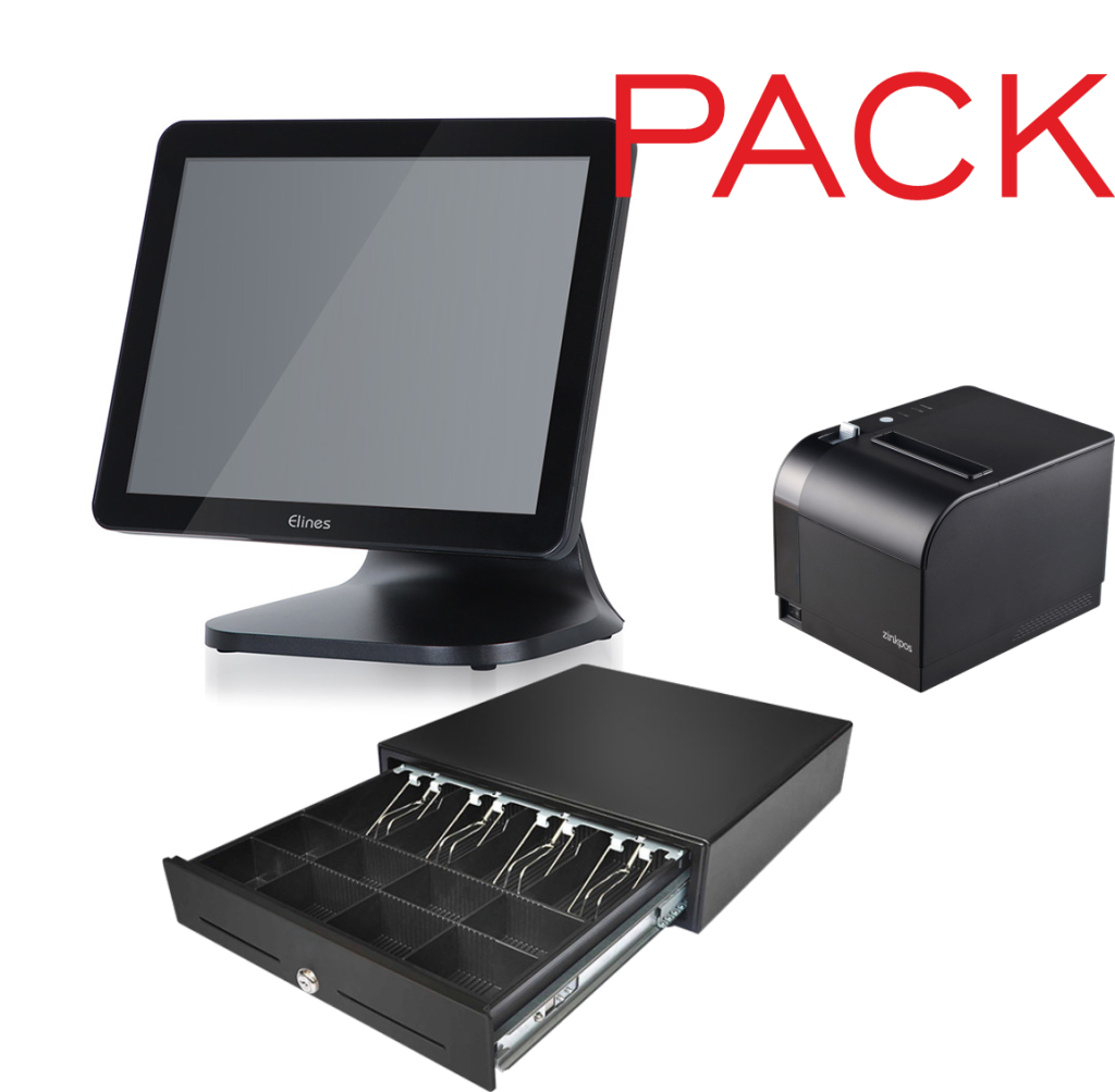 Pack TPV ELINES IRIS 15″ CPU J6412 + Cajón + Impresora